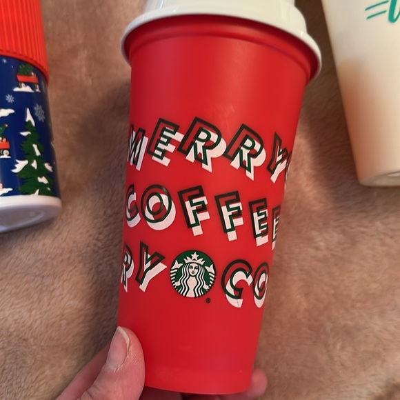 Set of 4 Starbucks , Pink, holiday Red, take it to go. Reusable 16oz Cup - Picture 6 of 9